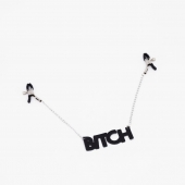 Зажимы на соски с кожаной подвеской Bitch - Crazy Handmade - купить с доставкой в Муроме