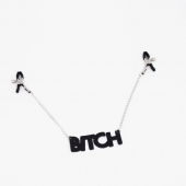 Зажимы на соски с кожаной подвеской Bitch - Crazy Handmade - купить с доставкой в Муроме
