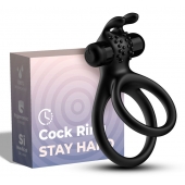 Черное эрекционное виброкольцо с подхватом мошонки Stay Hard - Boys of Toys - в Муроме купить с доставкой