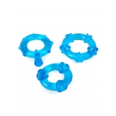Набор из 3 синих эрекционных колец с различным рельефом - Erowoman-Eroman - в Муроме купить с доставкой