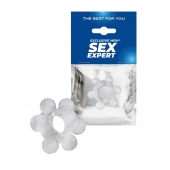 Прозрачное эрекционное кольцо с 6 стимулирующими шариками - Sex Expert - в Муроме купить с доставкой