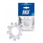 Прозрачное эрекционное кольцо со стимулирующими шариками - Sex Expert - в Муроме купить с доставкой