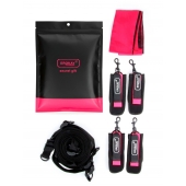 Черно-розовый эротический набор: фиксатор, оковы, наручники, повязка - Erokay - купить с доставкой в Муроме