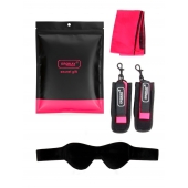 Черно-розовый эротический набор: маска, наручники и повязка - Erokay - купить с доставкой в Муроме