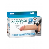 Телесный пустотелый фаллопротез 5’’ Hollow Silicone Strap-On - 14 см. - Pipedream - купить с доставкой в Муроме