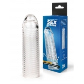 Прозрачная закрытая насадка на пенис с ребрышками - 16 см. - Sex Expert - в Муроме купить с доставкой