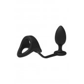 Черное эрекционное кольцо с анальной пробкой Cockstrap With Anal Plug - Dream Toys - в Муроме купить с доставкой