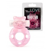 Розовое эрекционное виброкольцо в форме мишки - 1137 - в Муроме купить с доставкой
