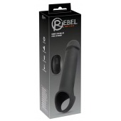 Черная вибронасадка для пениса с хомутом для мошонки и пультом ДУ Remote Controlled Penis Extension - Orion - в Муроме купить с доставкой