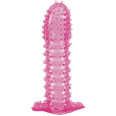 Гелевая розовая насадка с шипами - 12 см. - Toyfa Basic - в Муроме купить с доставкой