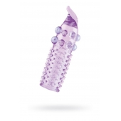 Гелевая фиолетовая насадка с шариками, шипами и усиком - 11 см. - Toyfa Basic - в Муроме купить с доставкой
