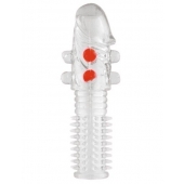 Гелевая прозрачная насадка с шариками и шипами - 14 см. - Toyfa Basic - в Муроме купить с доставкой