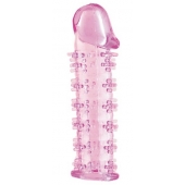 Гелевая розовая насадка на фаллос с шипами - 12 см. - Toyfa Basic - в Муроме купить с доставкой
