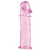 Гладкая розовая насадка с усиками под головкой - 12,5 см. - Toyfa Basic - в Муроме купить с доставкой