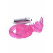 Розовая вибронасадка со стимулятор клитора   Язычок - Toyfa Basic - в Муроме купить с доставкой