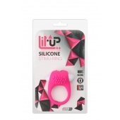 Розовое эрекционное кольцо с щеточкой LIT-UP SILICONE STIMU RING 5 - Dream Toys - в Муроме купить с доставкой