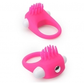 Розовое эрекционное кольцо с щеточкой LIT-UP SILICONE STIMU RING 5 - Dream Toys - в Муроме купить с доставкой