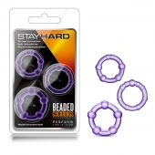 Набор из 3 фиолетовых эрекционных колец Stay Hard Beaded Cockrings - Blush Novelties - в Муроме купить с доставкой