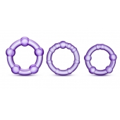 Набор из 3 фиолетовых эрекционных колец Stay Hard Beaded Cockrings - Blush Novelties - в Муроме купить с доставкой