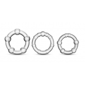 Набор из 3 прозрачных эрекционных колец Stay Hard Beaded Cockrings - Blush Novelties - в Муроме купить с доставкой