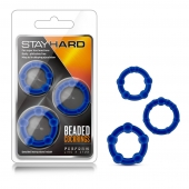 Набор из 3 синих эрекционных колец Stay Hard Beaded Cockrings - Blush Novelties - в Муроме купить с доставкой
