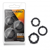 Набор из 3 чёрных эрекционных колец Stay Hard Beaded Cockrings - Blush Novelties - в Муроме купить с доставкой