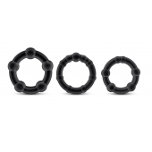 Набор из 3 чёрных эрекционных колец Stay Hard Beaded Cockrings - Blush Novelties - в Муроме купить с доставкой