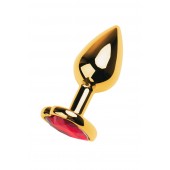 Золотистая анальная пробка с кристаллом-сердцем - 7,5 см. - ToyFa - купить с доставкой в Муроме