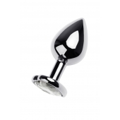 Серебристая анальная пробка с прозрачным кристаллом-сердцем - 8 см. - ToyFa - купить с доставкой в Муроме