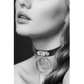 Черный чокер с двумя кольцами - Bijoux Pour Toi - купить с доставкой в Муроме