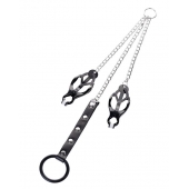 Черно-серебристые зажимы для сосков с кольцом для пениса TOYFA Metal - ToyFa - купить с доставкой в Муроме