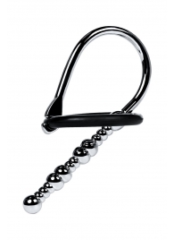 Серебристый уретральный плаг-бусины TOYFA Metal с мягким фиксириющим кольцом - ToyFa - купить с доставкой в Муроме