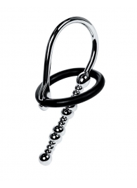 Серебристый уретральный плаг-бусины TOYFA Metal с мягким фиксириющим кольцом - ToyFa - купить с доставкой в Муроме