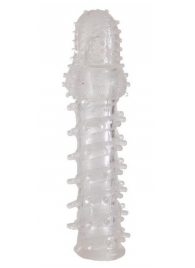 Прозрачная, закрытая насадка с шипами и точками - 13,5 см. - Toyfa Basic - в Муроме купить с доставкой