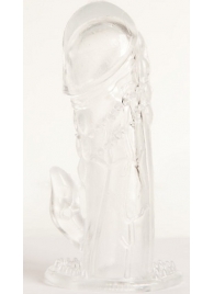 Прозрачная гелевая насадка с клиторальным отростком - 13 см. - Toyfa Basic - в Муроме купить с доставкой