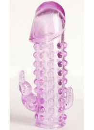 Закрытая фиолетовая насадка с 2 отростками - 13 см. - Toyfa Basic - в Муроме купить с доставкой