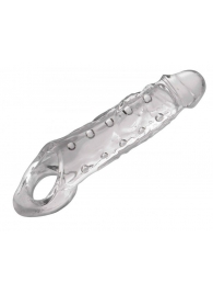 Прозразная закрытая насадка на пенис с поддержкой мошонки Clearly Ample Penis Enhancer - 22 см. - XR Brands - в Муроме купить с доставкой