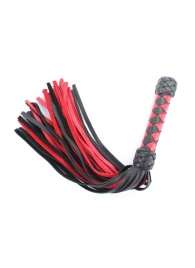 Черно-красная клеть с плетеной ручкой с ромбовидным узором - 45 см. - БДСМ Арсенал - купить с доставкой в Муроме