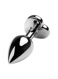 Серебристая коническая анальная пробка с красным кристаллом-сердечком - 7 см. - ToyFa - купить с доставкой в Муроме