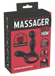 Черный вибромассажер простаты с нагревом и ротацией Prostate Plug - 14,5 см. - Orion - в Муроме купить с доставкой