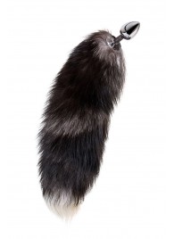 Серебристая металлическая анальная втулка с хвостом чернобурой лисы - размер S - ToyFa - купить с доставкой в Муроме
