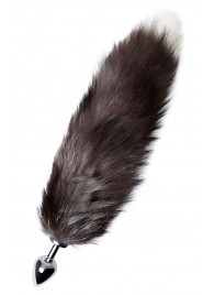 Серебристая металлическая анальная втулка с хвостом чернобурой лисы - размер S - ToyFa - купить с доставкой в Муроме