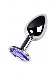 Серебристая конусовидная анальная пробка с фиолетовым кристаллом - 7 см. - ToyFa - купить с доставкой в Муроме