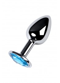 Серебристая конусовидная анальная пробка с голубым кристаллом - 7 см. - ToyFa - купить с доставкой в Муроме