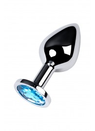 Серебристая конусовидная анальная пробка с голубым кристаллом - 8 см. - ToyFa - купить с доставкой в Муроме