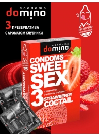 Презервативы для орального секса DOMINO Sweet Sex с ароматом клубничного коктейля  - 3 шт. - Domino - купить с доставкой в Муроме