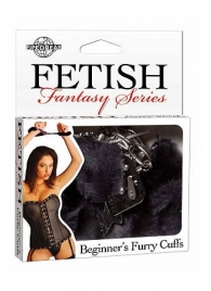 Меховые чёрные наручники Beginner s Furry Cuffs - Pipedream - купить с доставкой в Муроме
