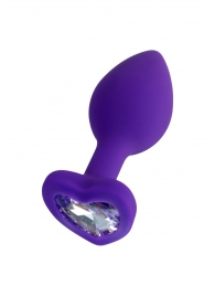 Фиолетовая анальная втулка Diamond Heart с прозрачным кристаллом - 7 см. - ToyFa - купить с доставкой в Муроме