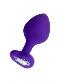 Фиолетовая анальная втулка Diamond Heart с прозрачным кристаллом - 8 см. - ToyFa - купить с доставкой в Муроме