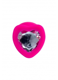 Розовая анальная втулка Diamond Heart с прозрачным кристаллом - 9,5 см. - ToyFa - купить с доставкой в Муроме